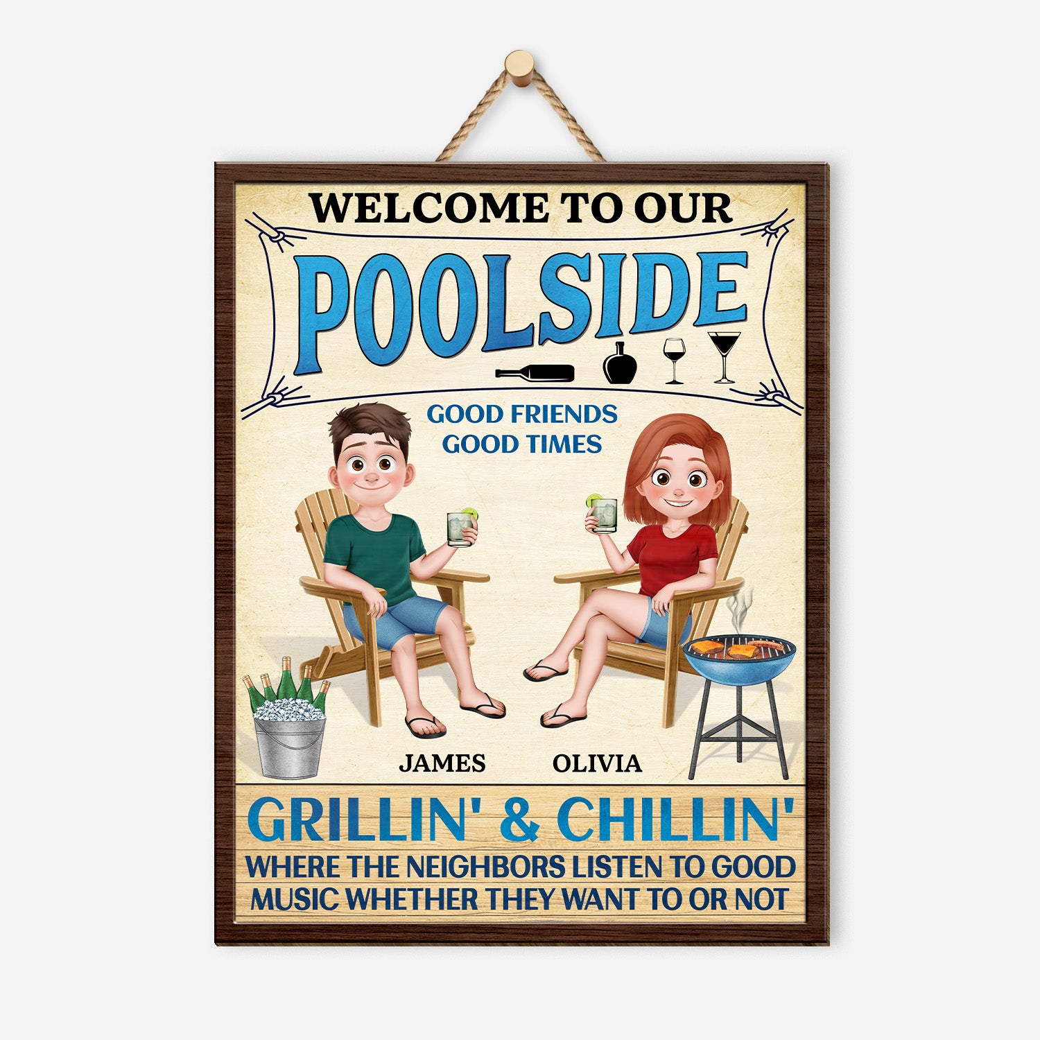 Fun Poolside Signs Personalised Funny Poolside Wooden Signs - Custom Chic UK