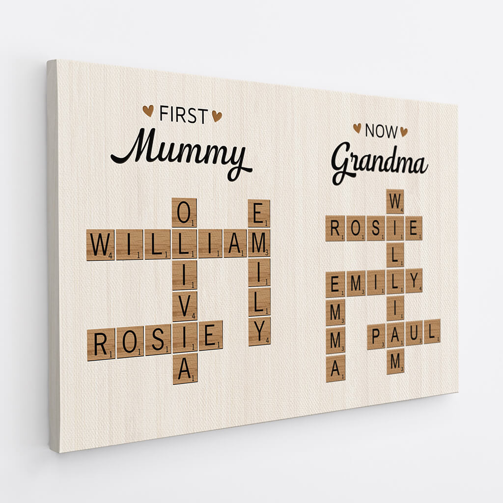 UK2 personalised first mother now grandma crossword canvas print_7e8256b5 361e 4a4f abb2 9eb674aa9b36