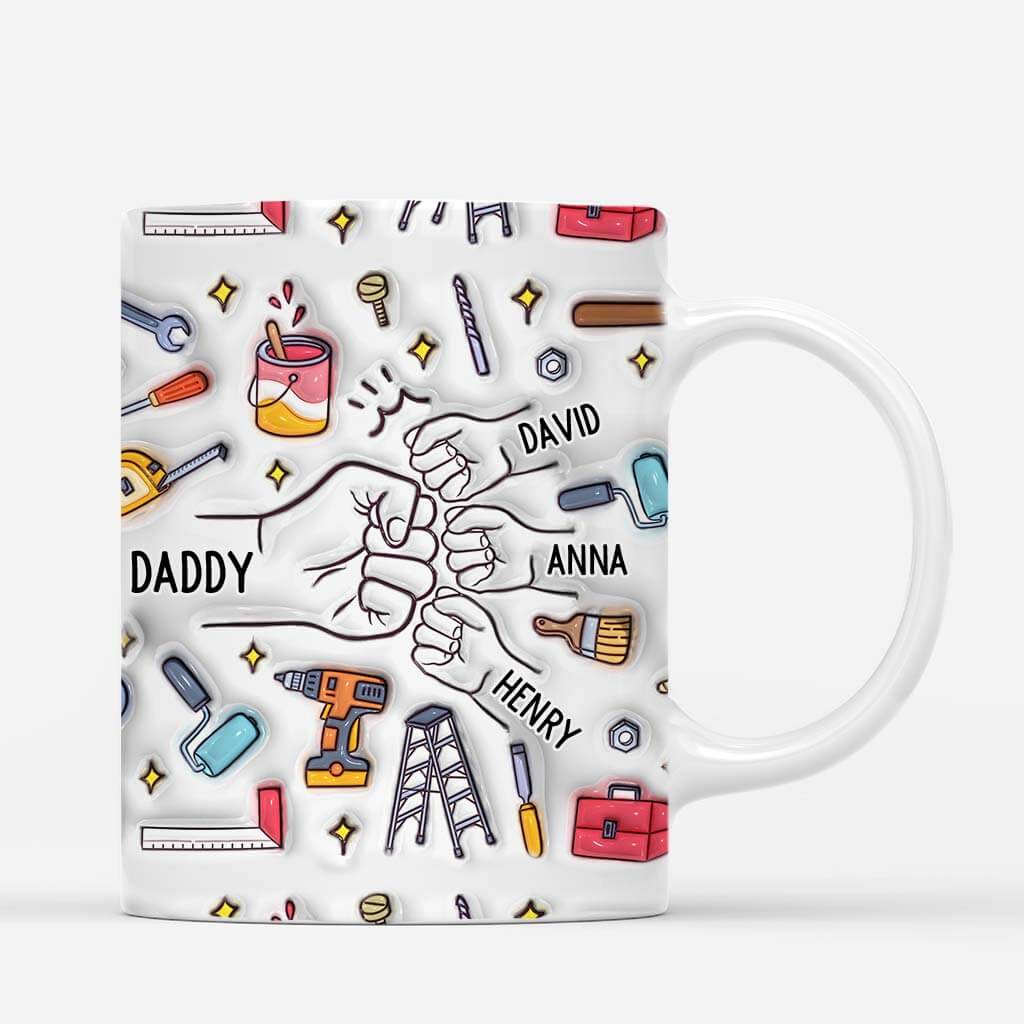 Personalised Daddy Fist Bump Tools Theme 3D Inflated Effect Mug