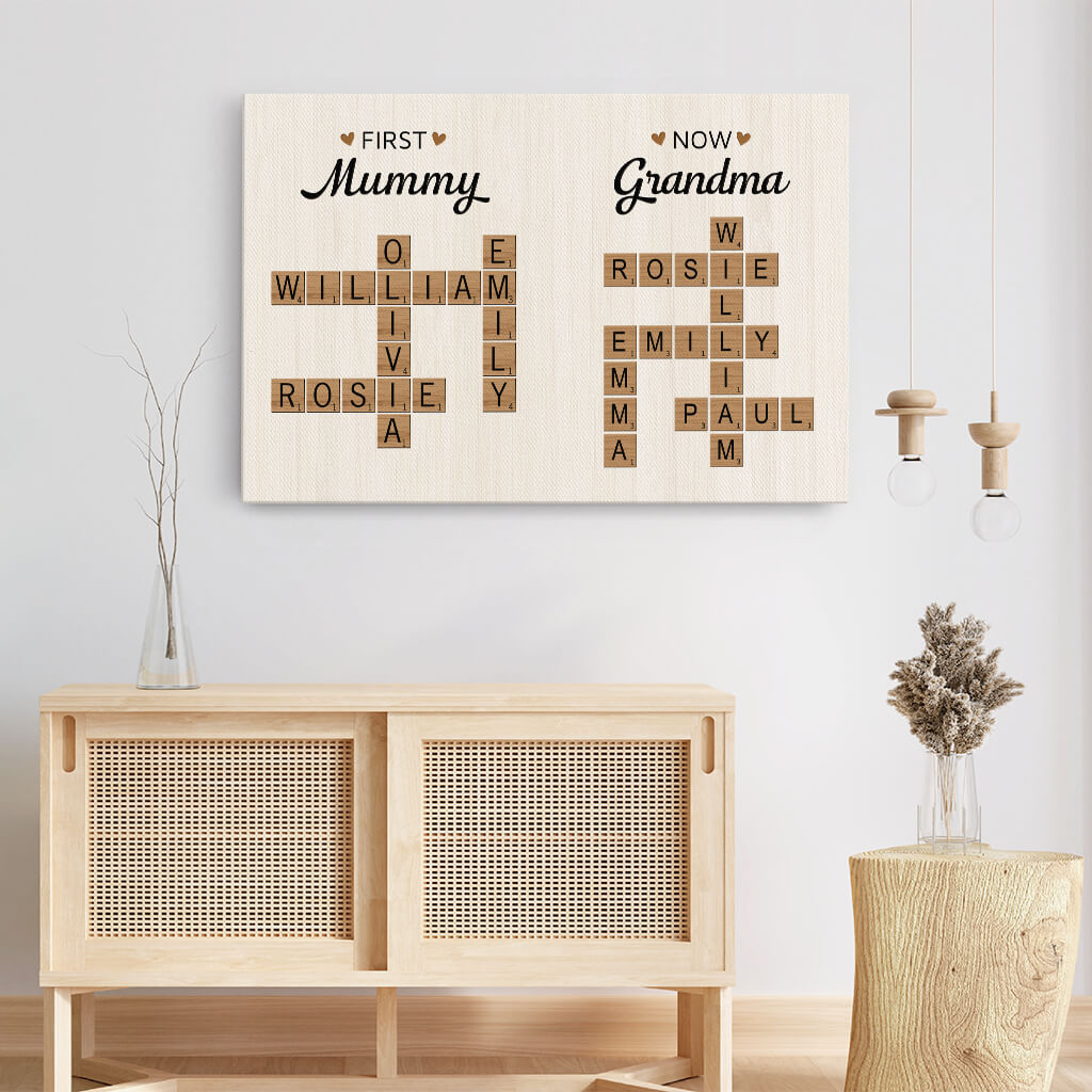 UK3 personalised first mother now grandma crossword canvas print_53a1d61a 08ab 44cb b5b2 e380793fc4e4