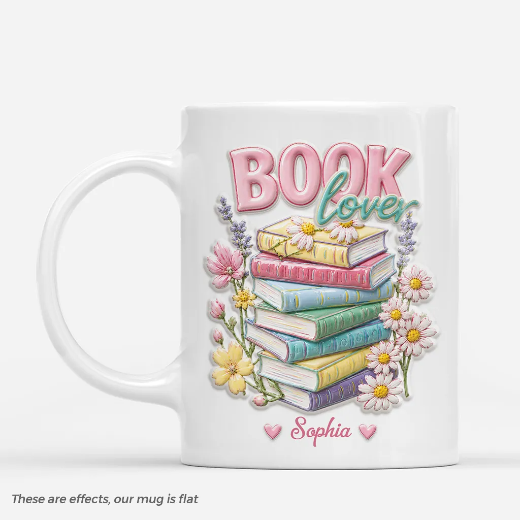 [3D Printing Effect] Personalised Book Lover Floral Mug for Her 商品缩略图