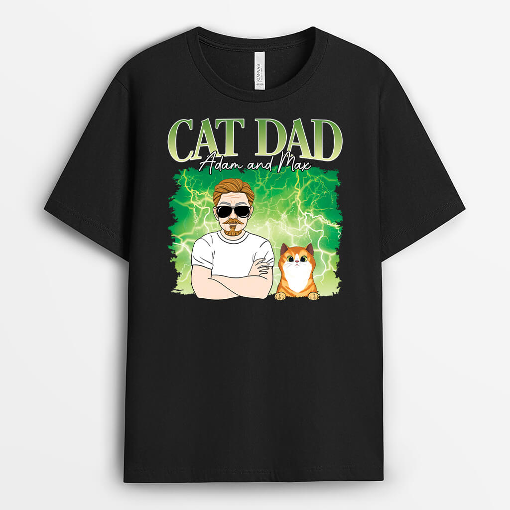 Personalised Best Cat Dad T-Shirt