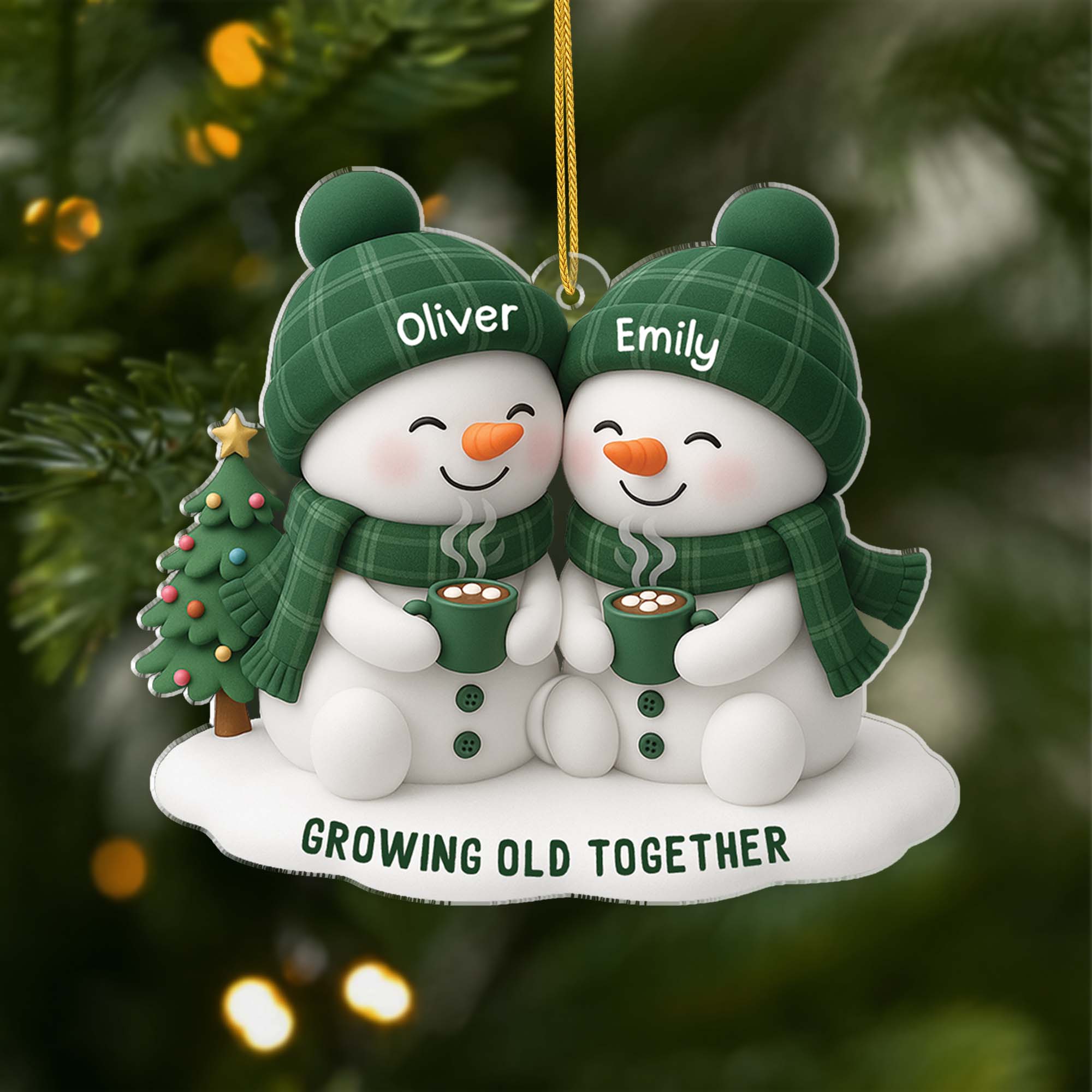 [3D Printing Effect] Personalised Acrylic Snowman Xmas Ornament for Couples 商品缩略图