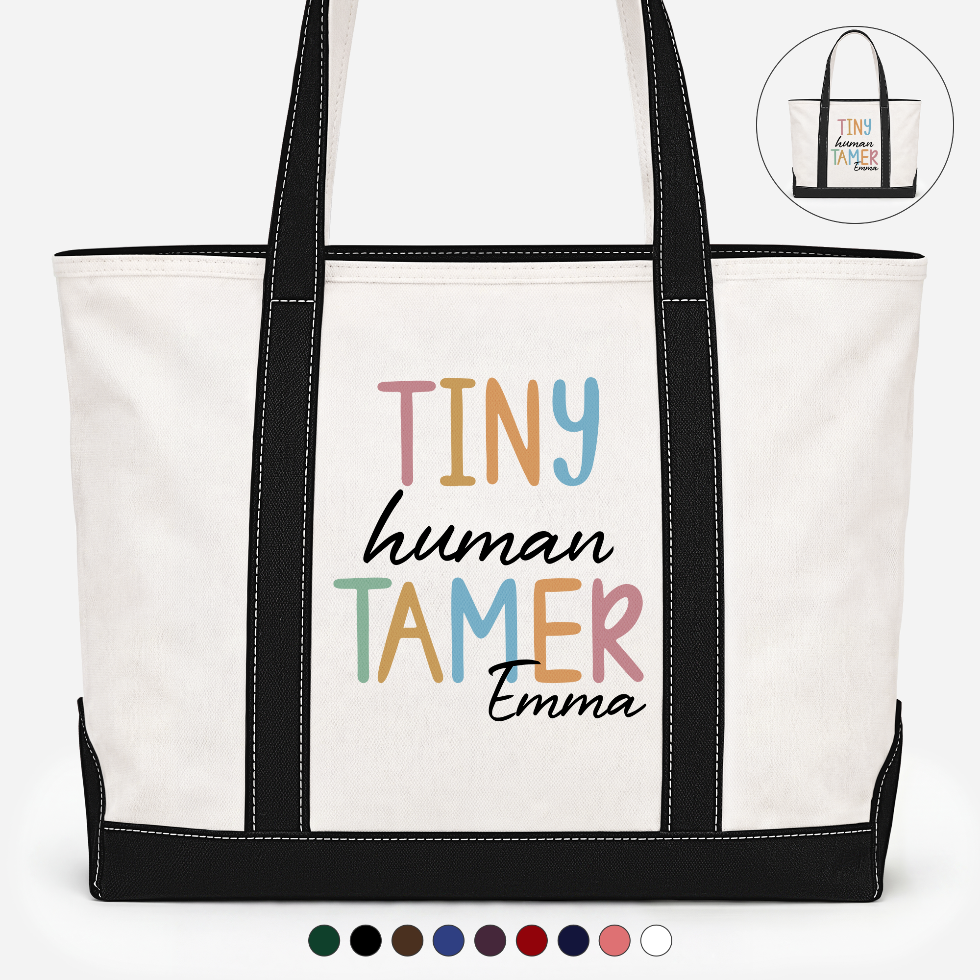 Personalised Tiny Human Tamer Canvas Tote Bag for Teachers 商品缩略图