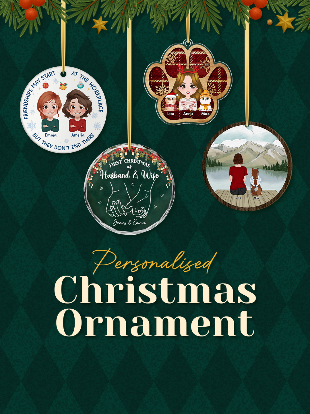 custom chic personalised christmas ornament