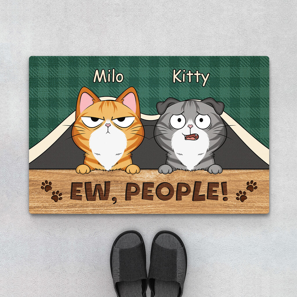 Personalised Ew, People Doormat For Cat Owners