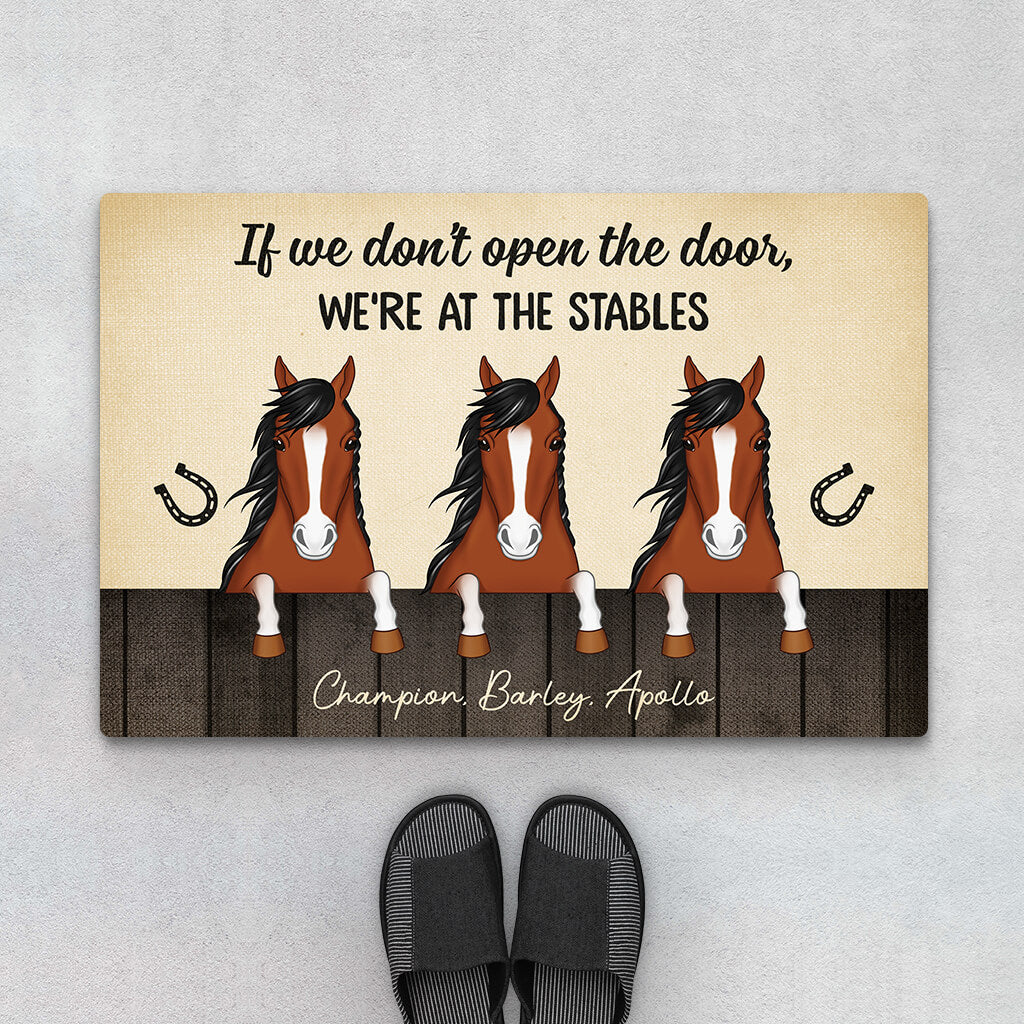 Personalised If We Don't Open The Door, We're At The Stables Doormat