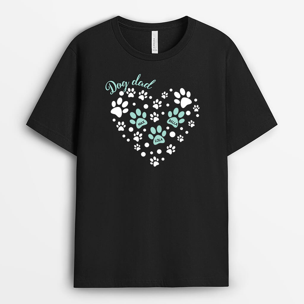 Personalised Heart Dog Dad T-Shirt