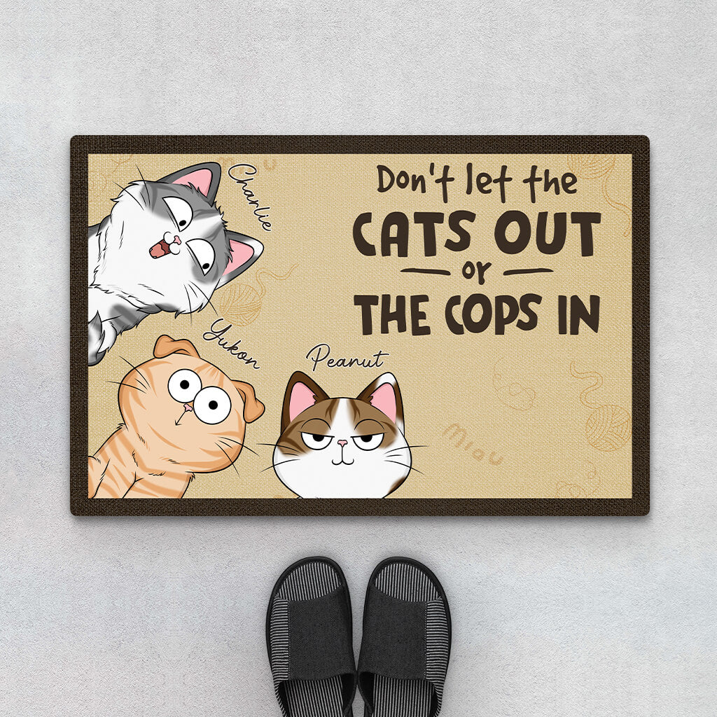 Personalised Don't Let The Cats Out Doormat For Cat Lovers