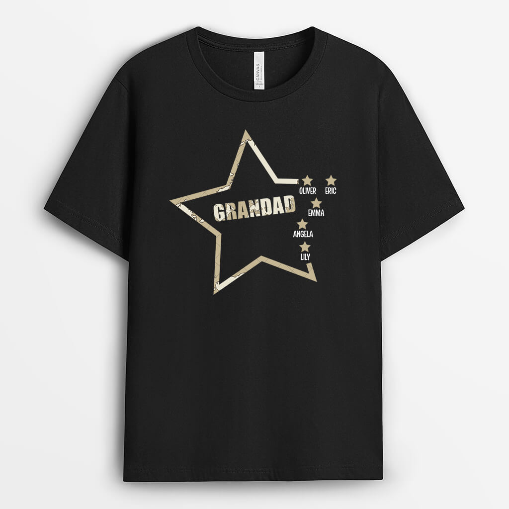 Personalised Grandad In Start Shape T-shirt