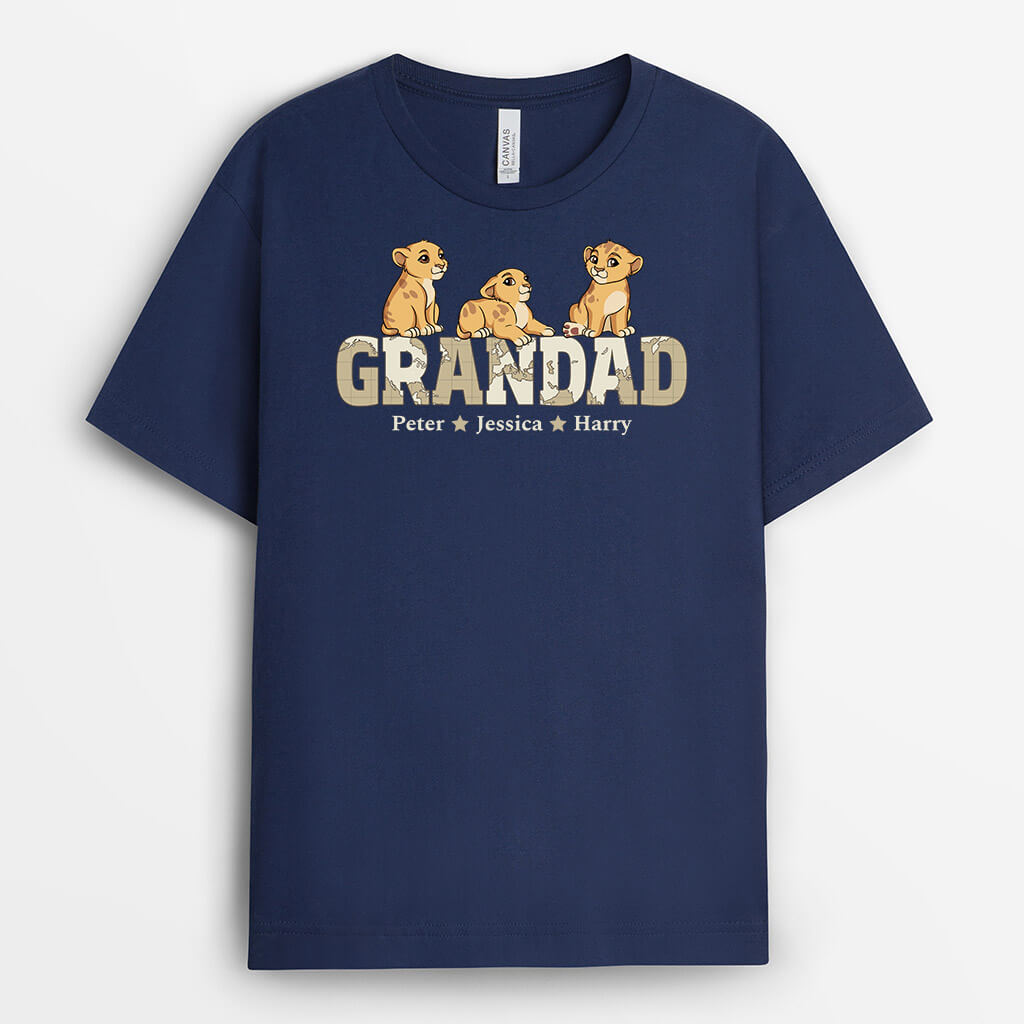 Personalised Grandad & Cute Baby Lion T-shirt