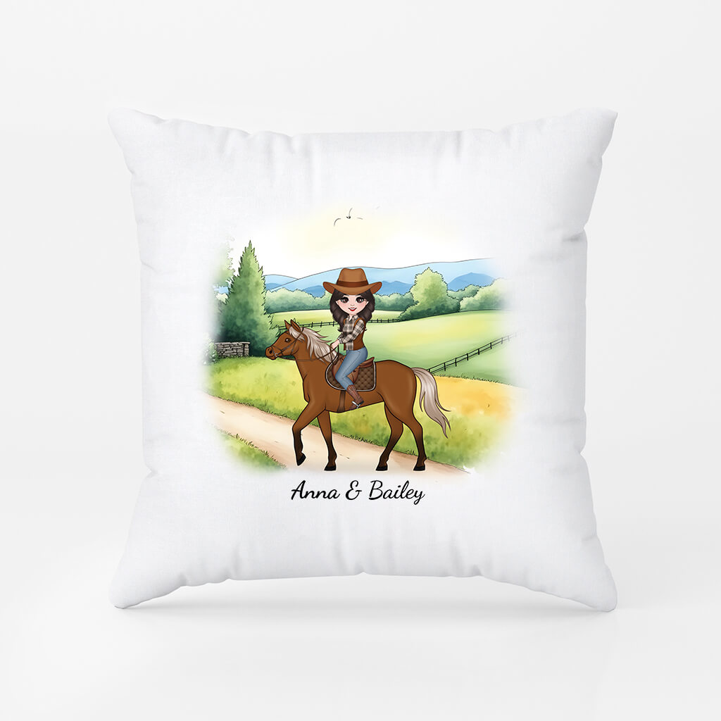 Personalised Cowgirl Horse Pillow