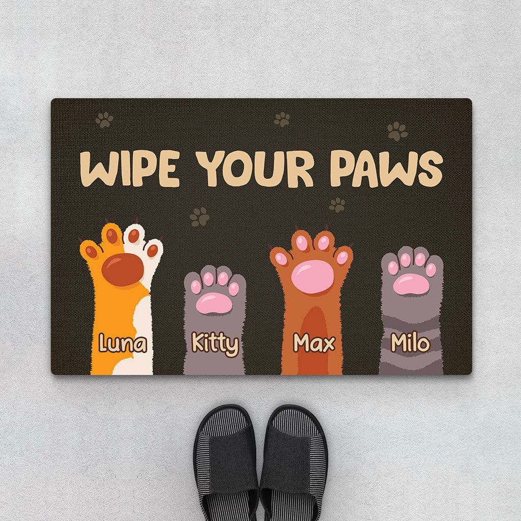 Personalised Wipe Your Paws Doormat For Cat Lovers