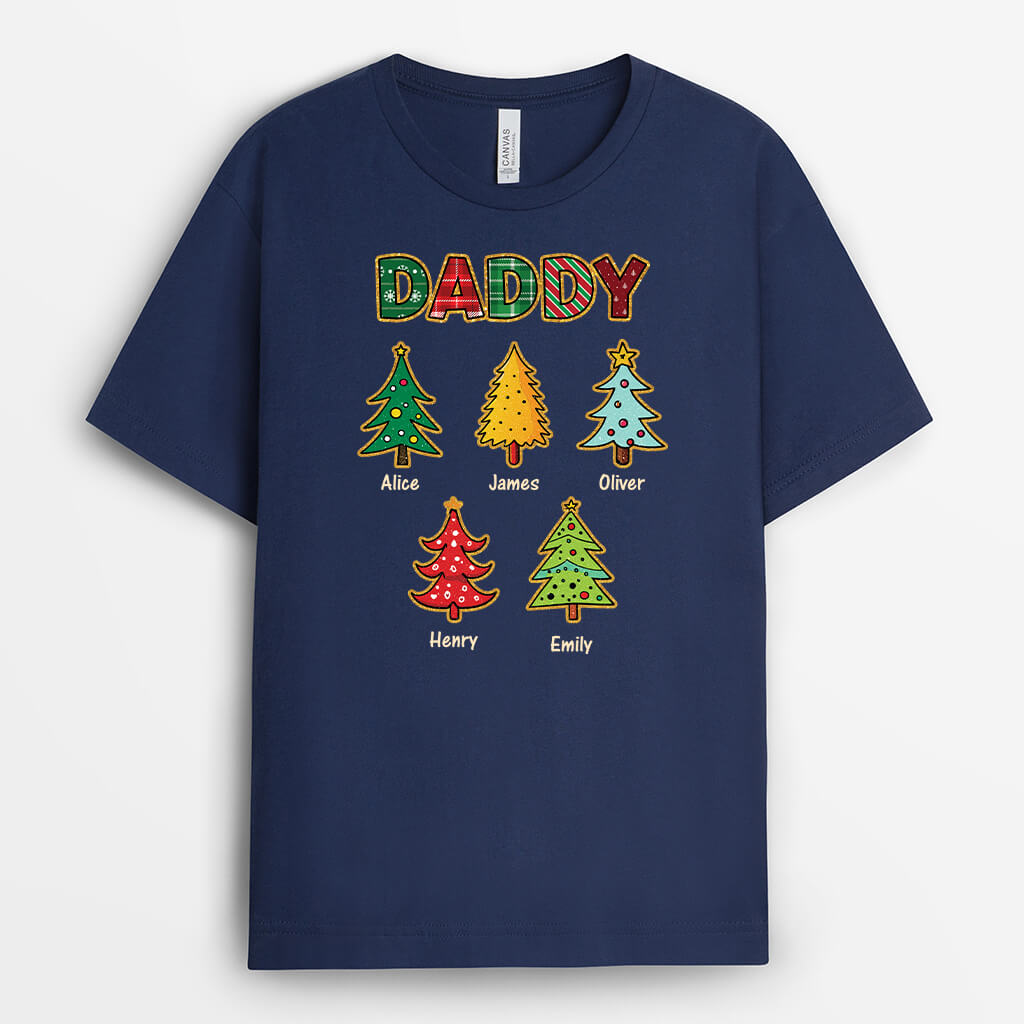 Personalised Christmas Trees Grandad T-Shirt