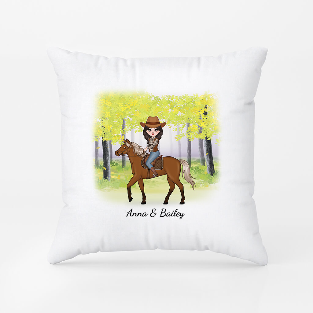 Personalised Cowgirl Horse Pillow