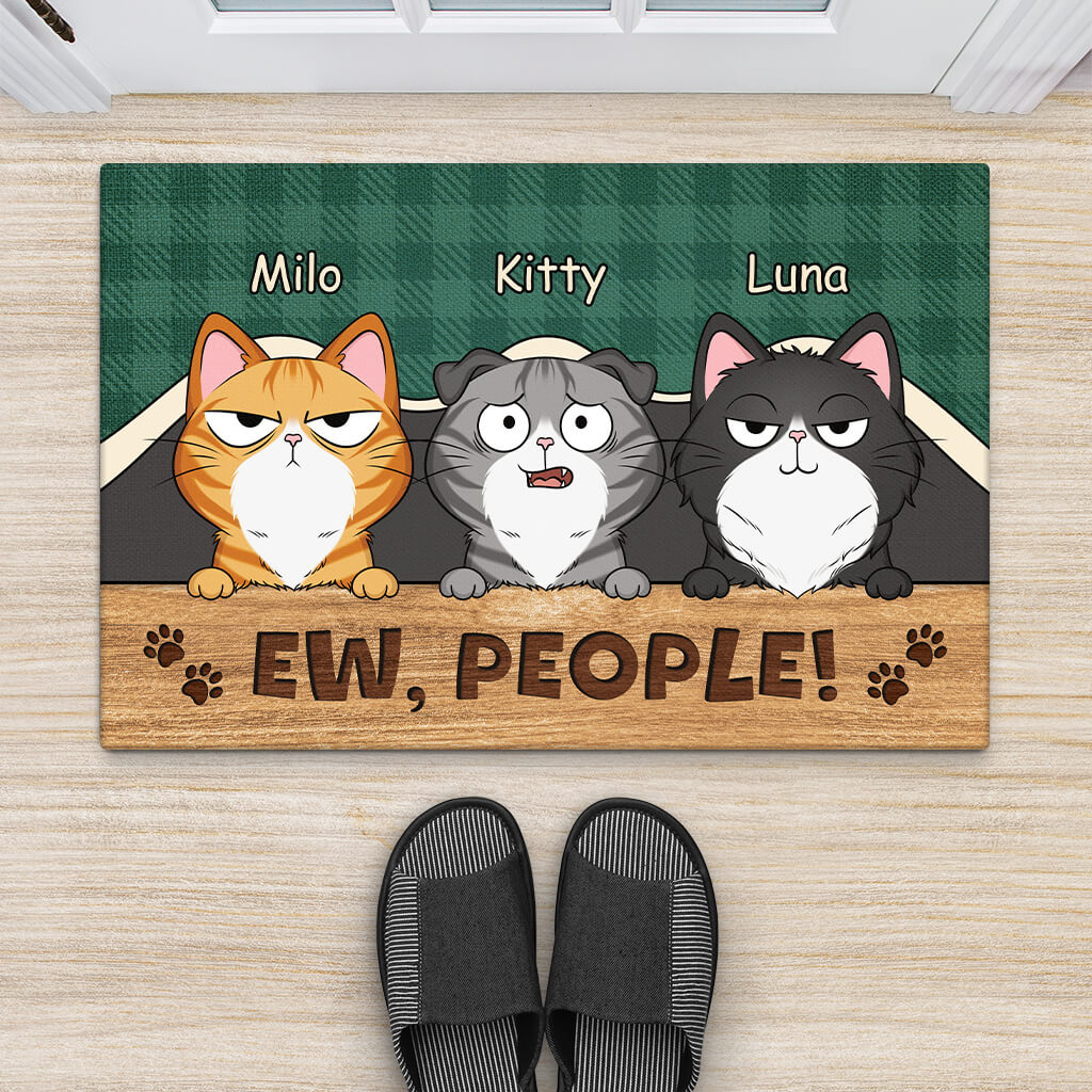 Personalised Ew, People Doormat For Cat Owners