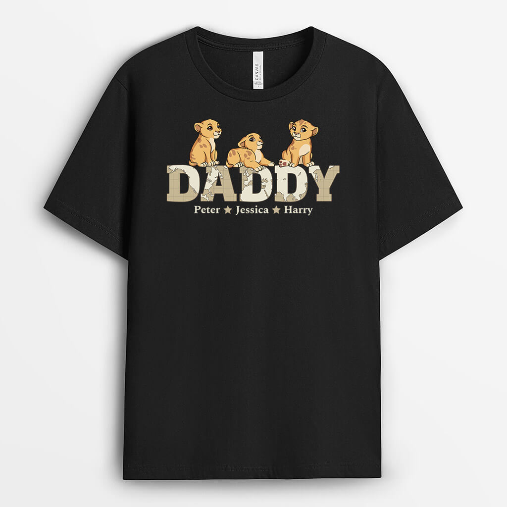 Personalised Grandad & Cute Baby Lion T-shirt