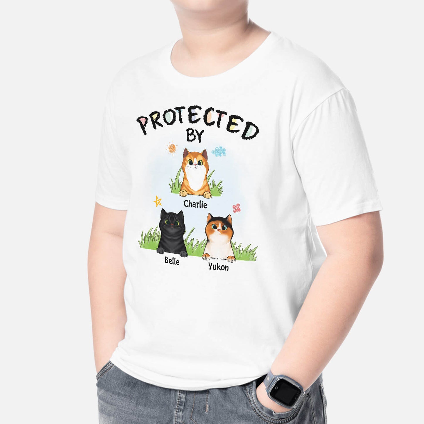 Personalised This Baby Is Protected By Cat T-Shirt