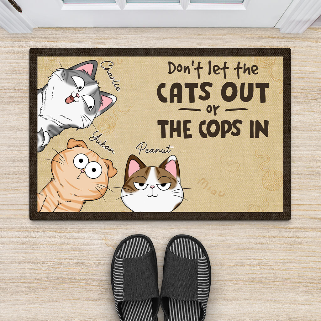 Personalised Don't Let The Cats Out Doormat For Cat Lovers