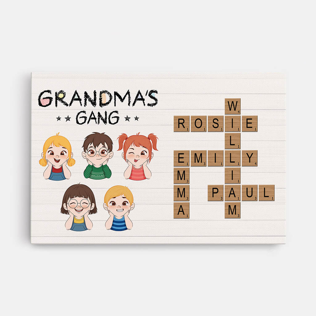 Personalised Grandma's Gang Crossword Canvas