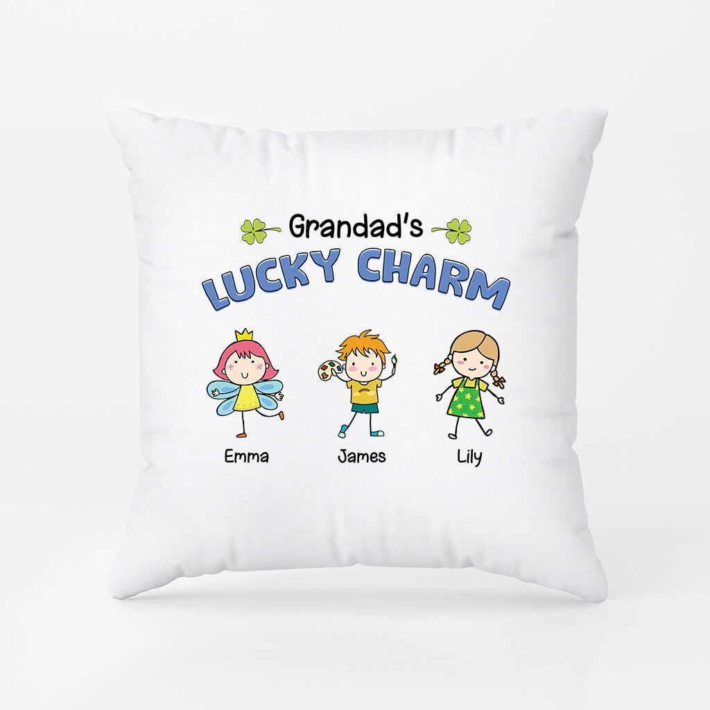 Personalised Daddy's Lucky Charm Pillow For Grandad