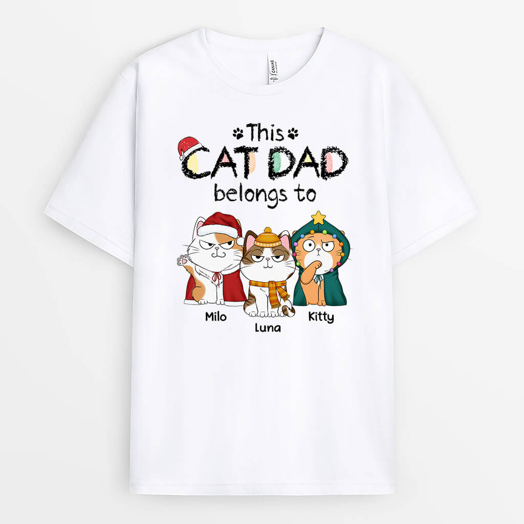 Personalised This Christmas Cat Mum/Cat Dad Belongs To T-Shirt