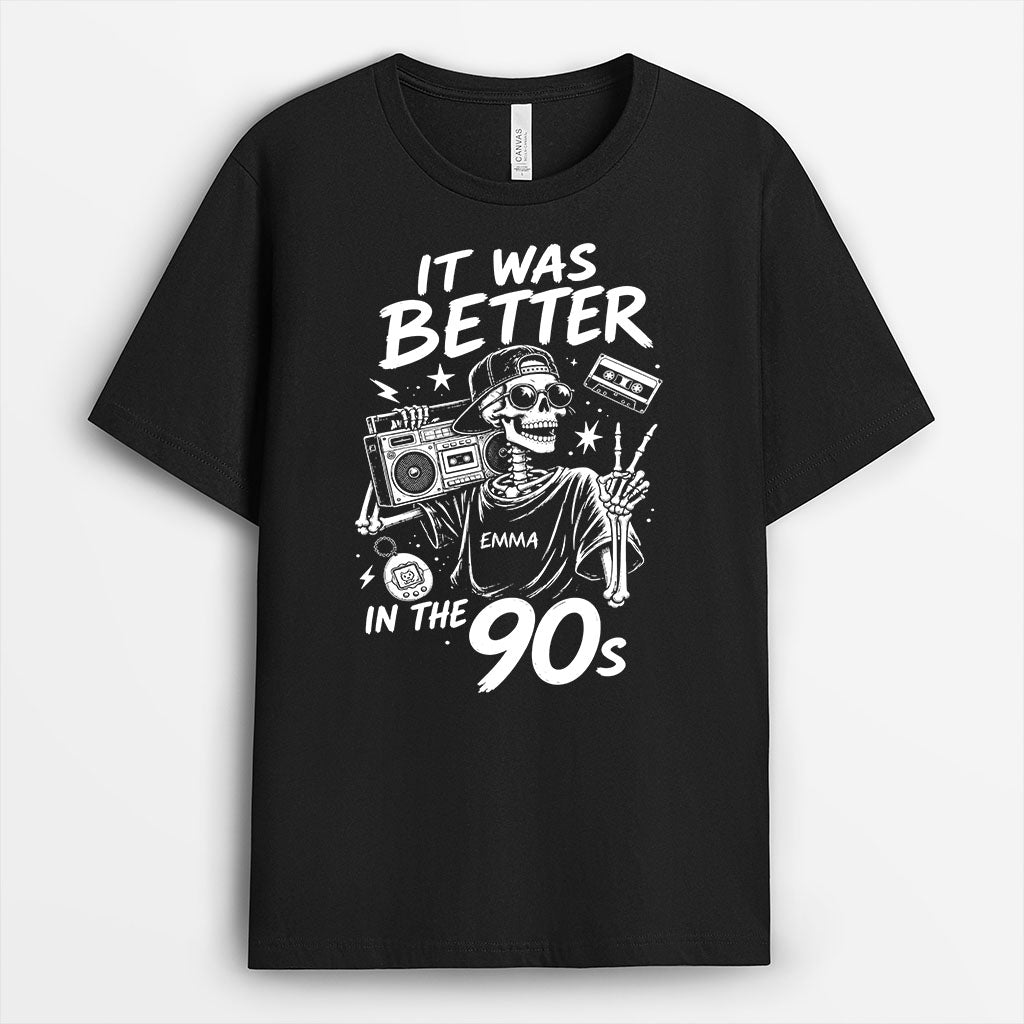 Personalised It Was Better In The 90s Skull Retro T-Shirt for Him/Her 商品缩略图