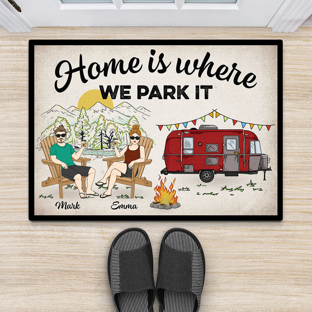 Personalised Home Is Where We Park It Doormat