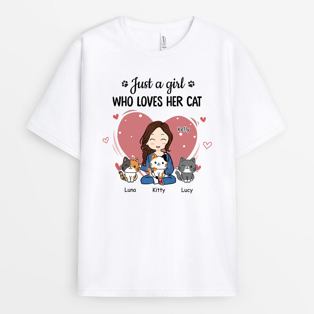 Just A Girl Who Loves Her Cats - Personalised Gifts | T-shirts for Cat Lovers