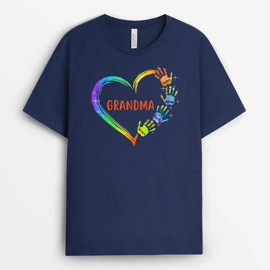 0064A310AUK1 Personalised T shirts gifts Hand Grandma Mom Heart