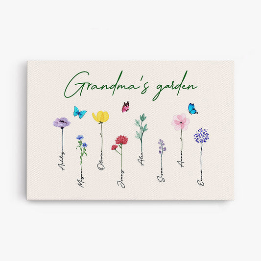 0065C240AUK1 Customised Canvas gifts Flower Grandma Mom