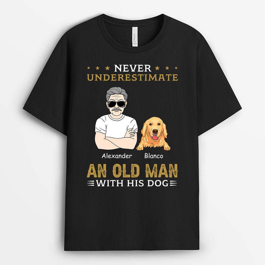 Never Underestimate Old Man Dog - Personalised Gifts | T-shirts for Dog Lovers