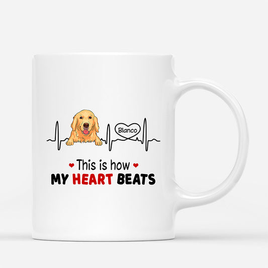 0173M207CUK1 Customised Mug presents Dog Lovers Heart Beats