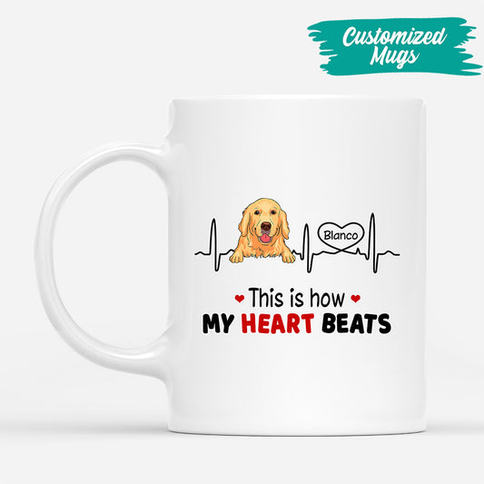 0173M207CUK2 Personalised Mug gifts Dog Lovers Heart Beats