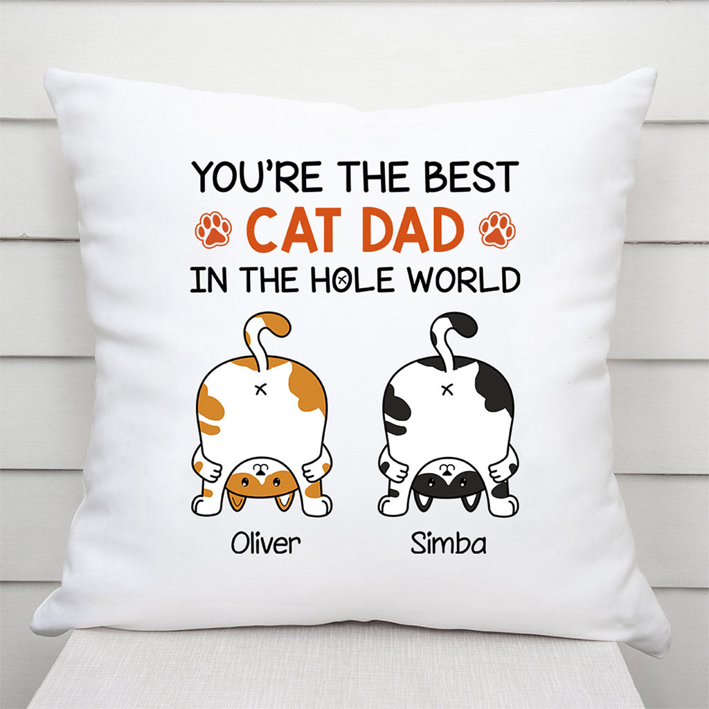 I Love You Dad A W-hole Lot - Personalised Gifts | Pillow for Cat Lovers