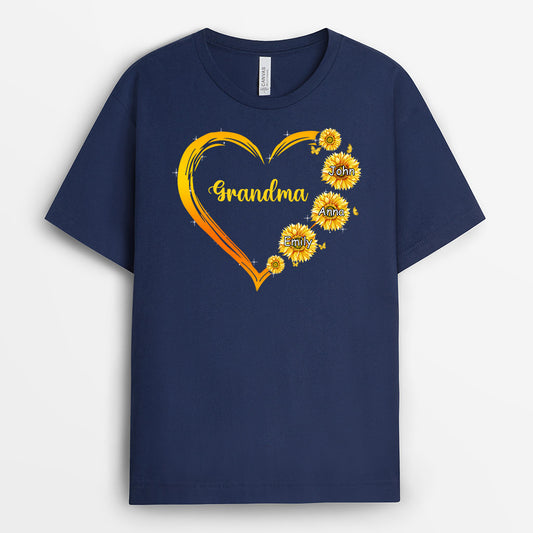 0192AUK1 Customised T shirts presents Sunflower Grandma Mom Heart