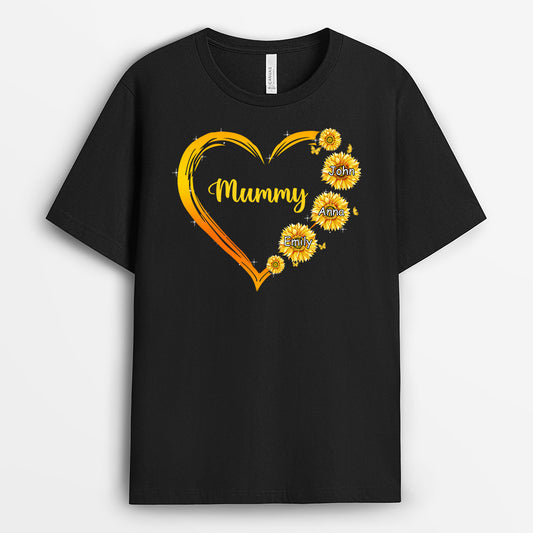 0192AUK2 Customised T shirts presents Sunflower Grandma Mom Heart