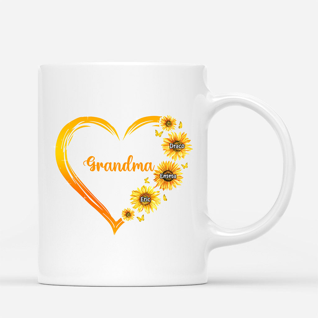 Sunflowers Heart Mom Grandma - Personalised Gifts | Mug for Grandma/Mom