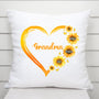 0192P10AUK1 Personalised Pillow gifts Sunflower Grandma Mom Heart