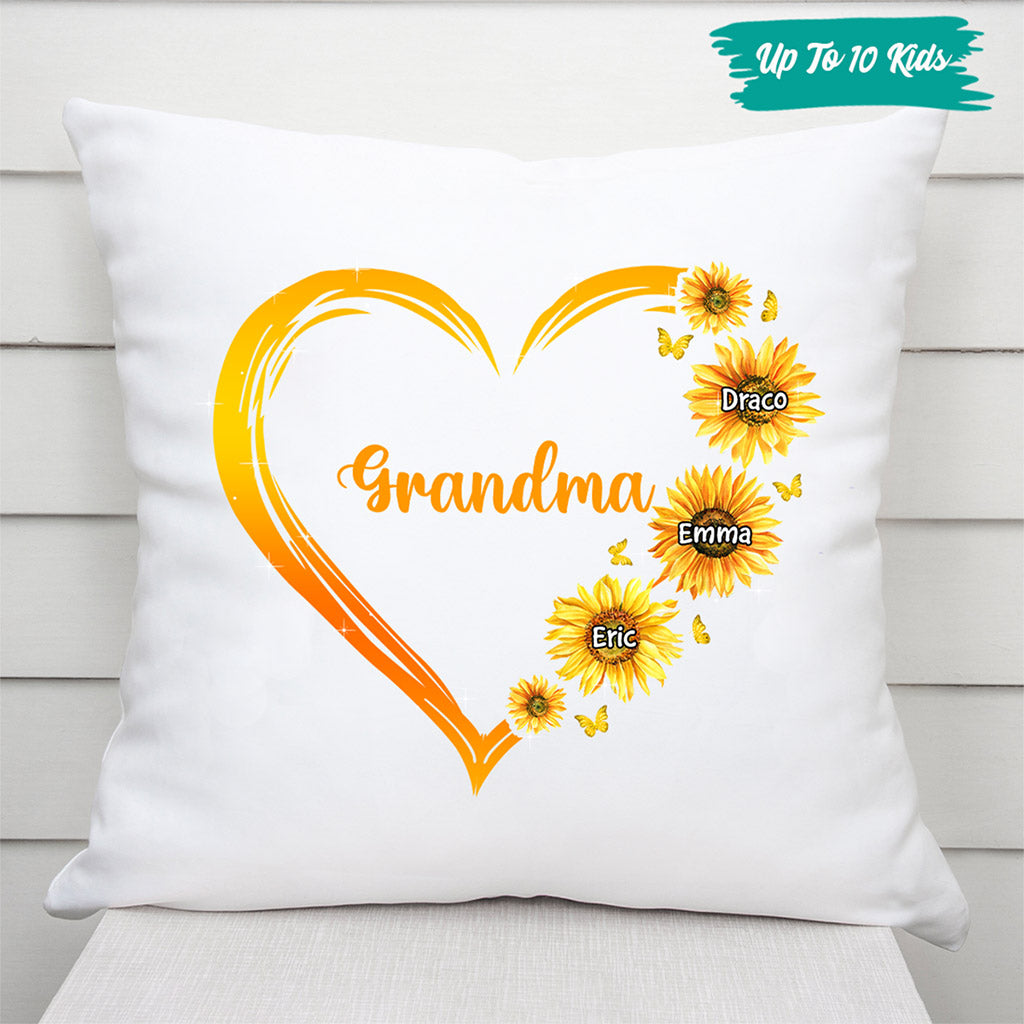 0192P10AUK3 Personalised Pillow gifts Sunflower Grandma Mom Heart