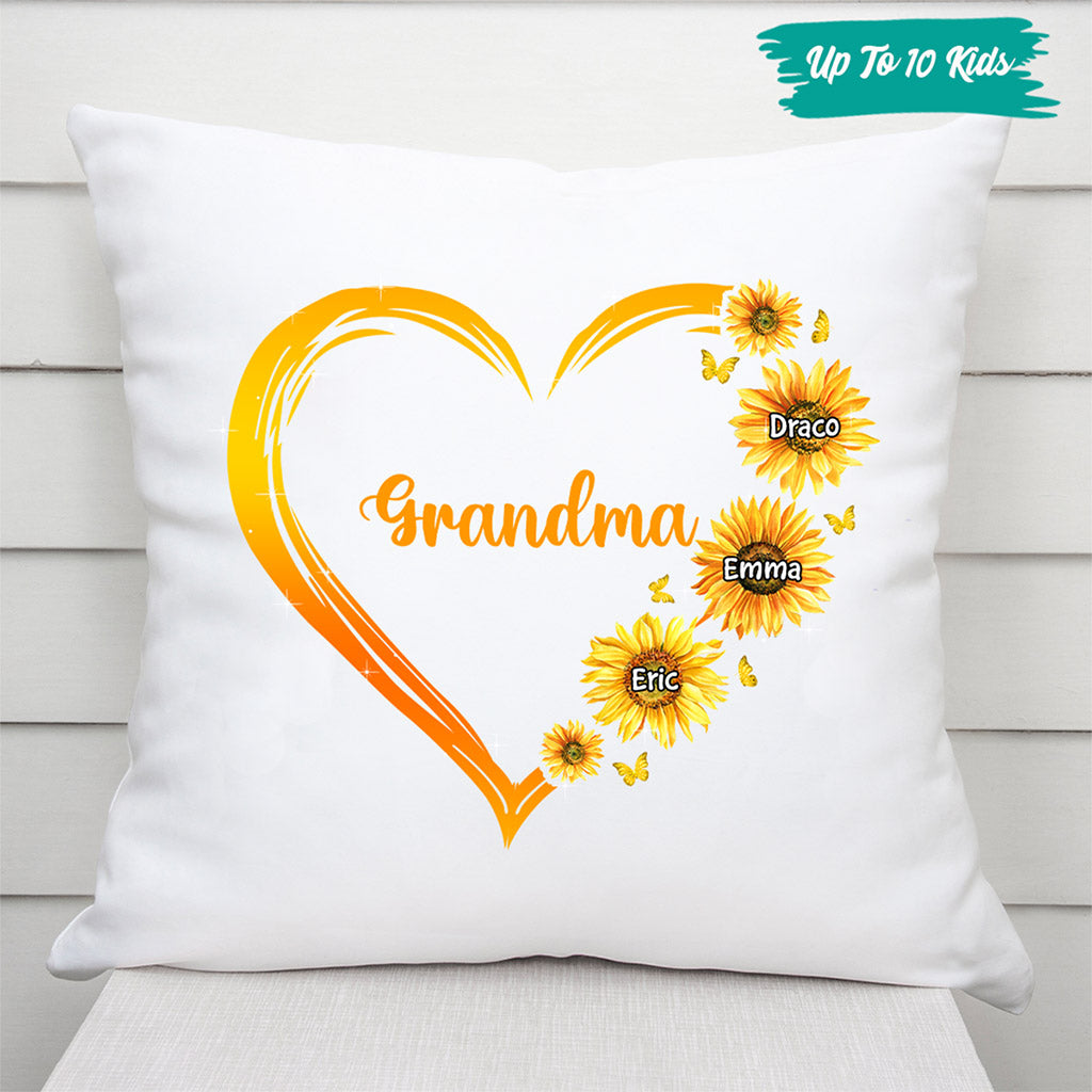 Sunflowers Heart Mom Grandma - Personalised Gifts | Pillow for Grandma/Mom