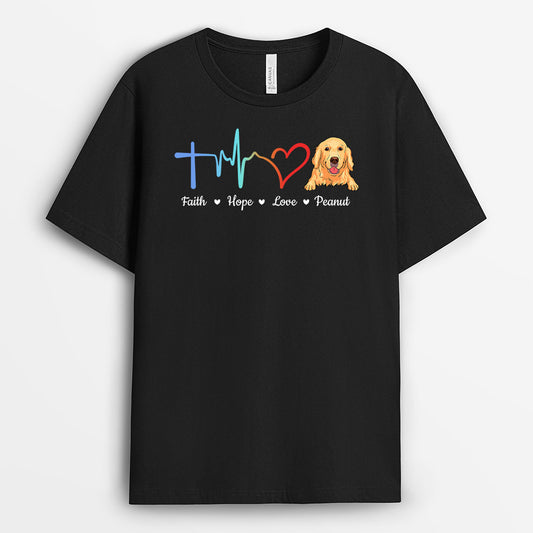 0225A157CUK1 Personalised T shirts presents Dog Lovers Heart Beats