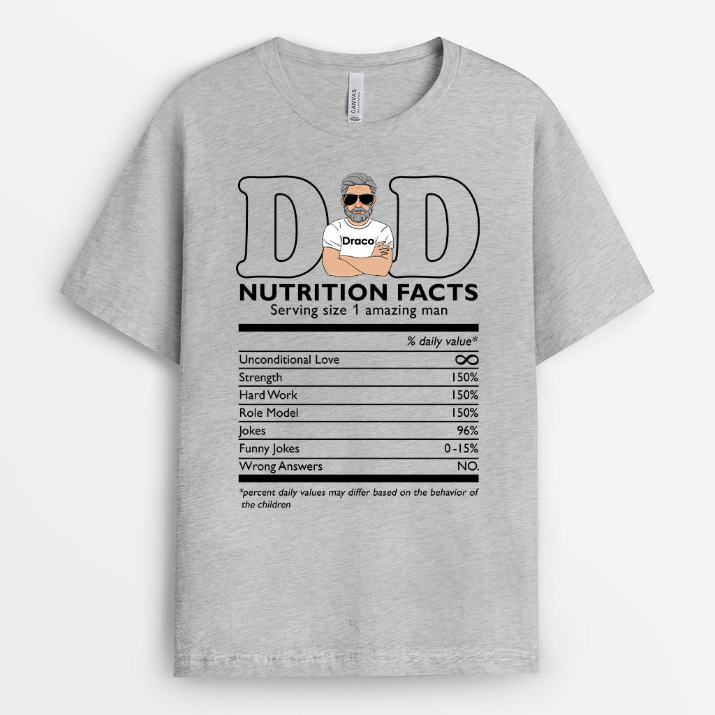 Dad Nutritional Facts - Personalised Gifts |  T-shirts for Grandpa/Dad