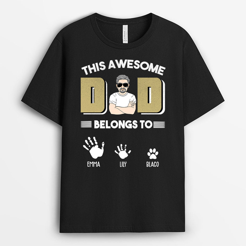 This Awesome Dad Belongs To - Personalised Gifts | T-shirts for Grandpa/Dad