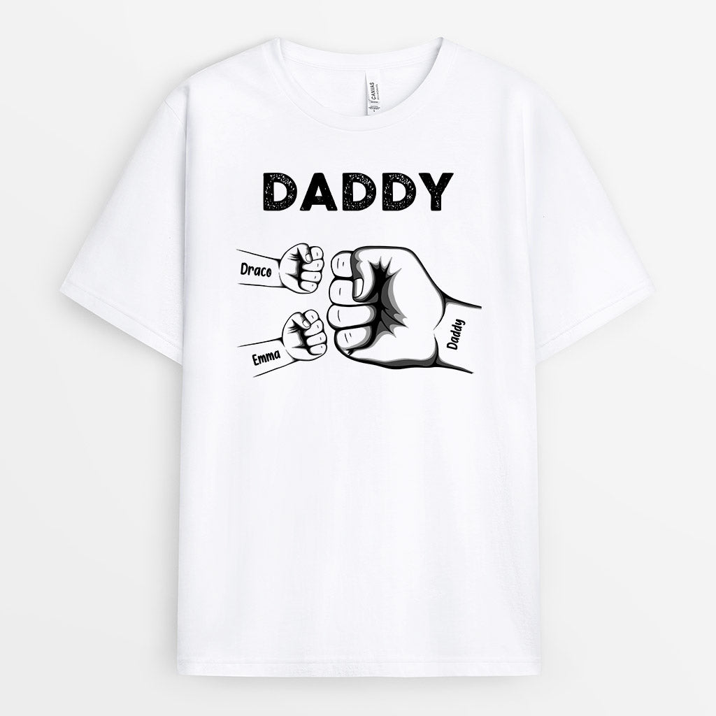 Dad Grandpa Kid Fist Bump - Personalised Gifts | T-shirts for Grandpa/Dad