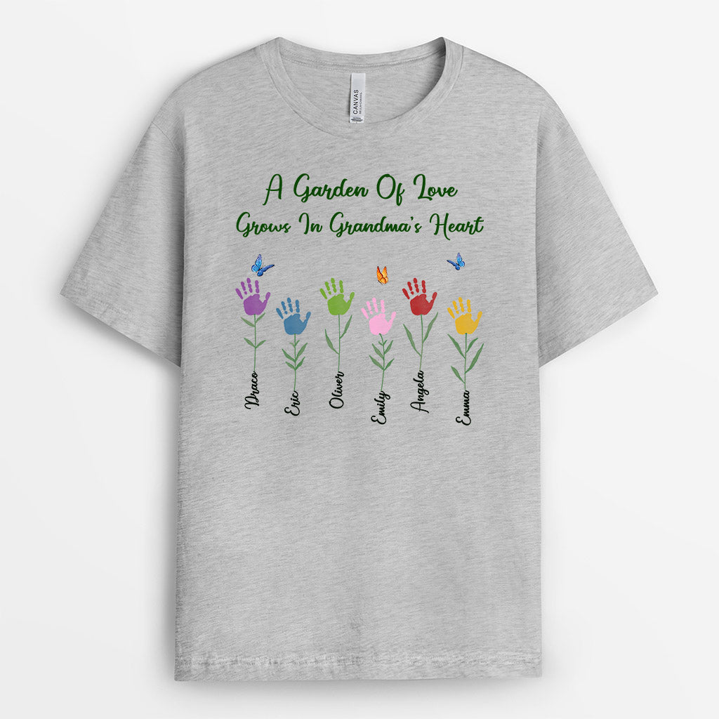 0284A148AUK2 Customised T shirts presents Hand Grandma Mom Garden