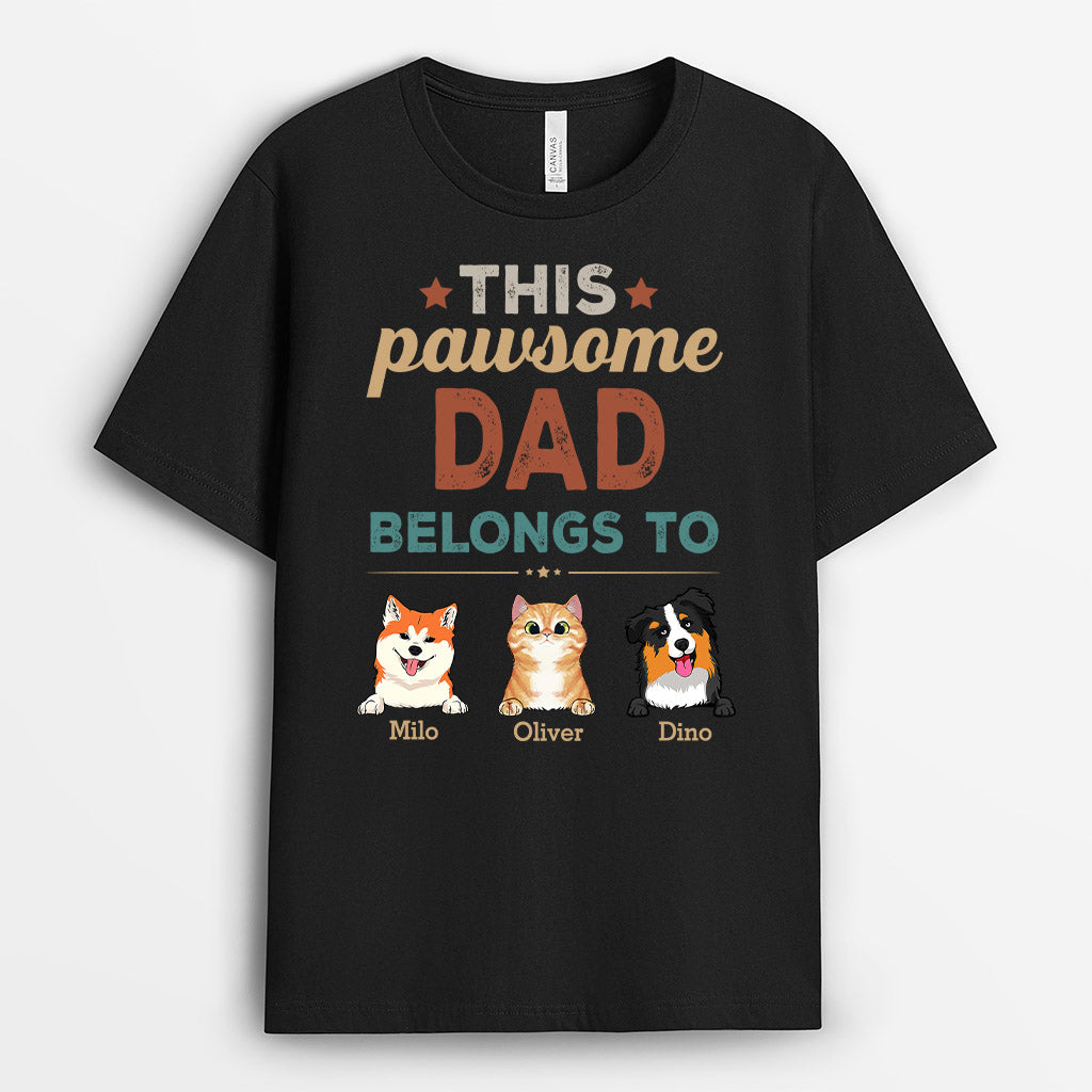 This Pawsome Dad Belongs To - Personalised Gifts | T-shirts for Dog Lovers