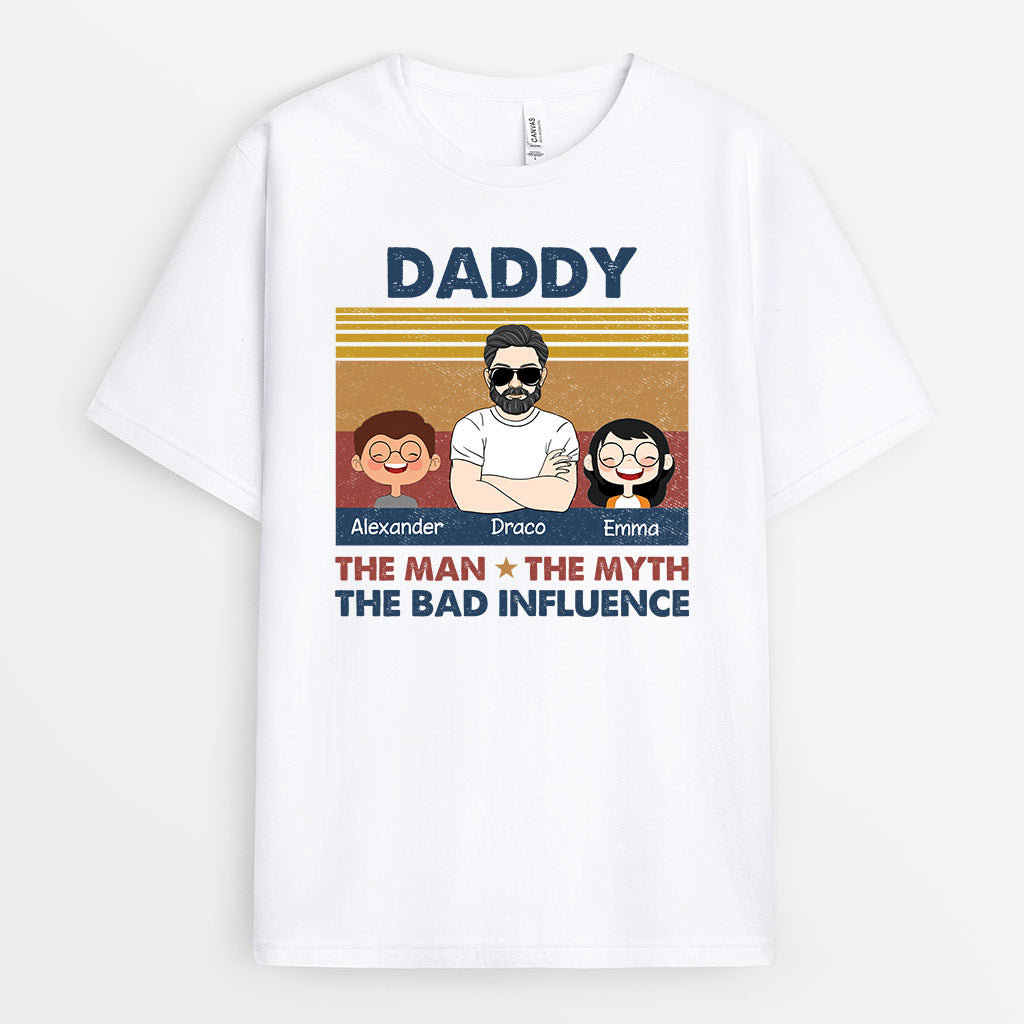 Daddy Grandpa Bad Influence - Personalised Gifts | T-shirts for Grandpa/Dad