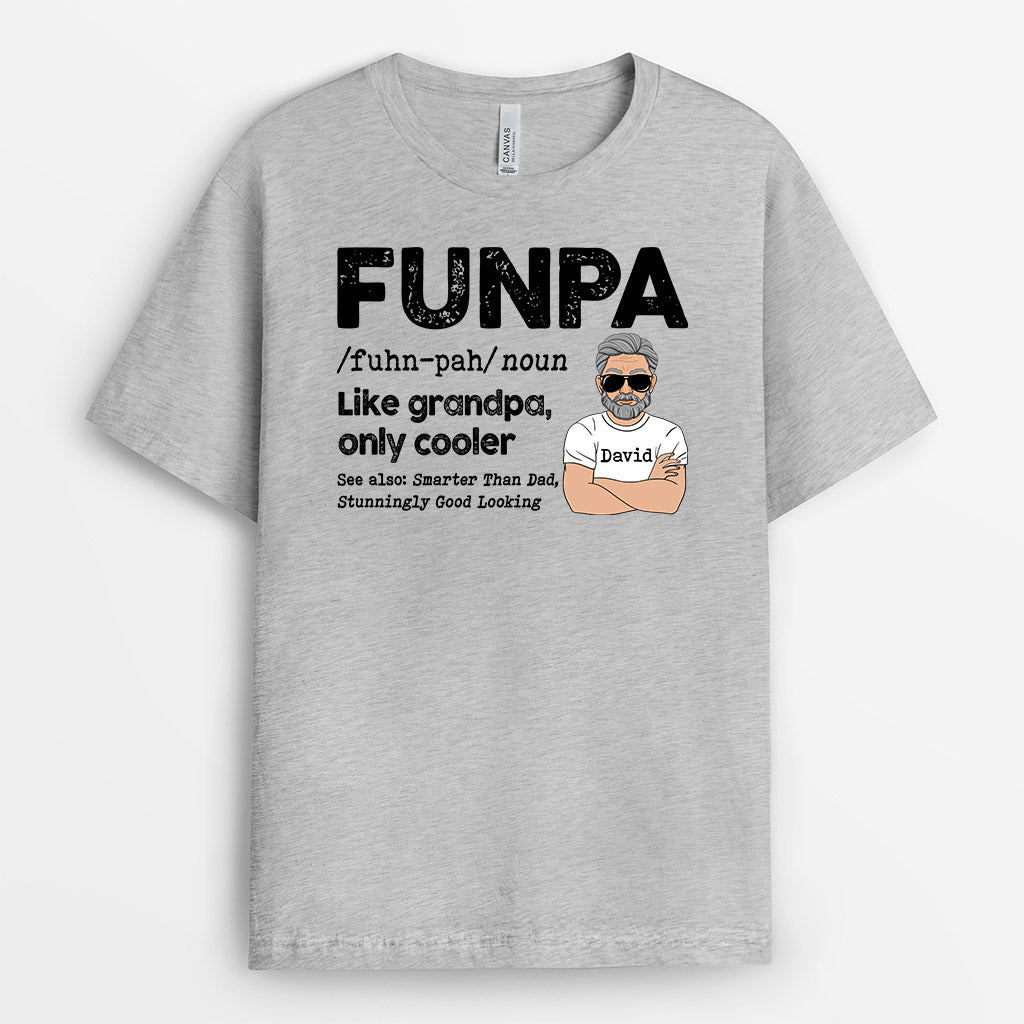 Funpa Like Grandpa Only Cooler - Personalised Gifts | T-shirts for Grandpa/Dad