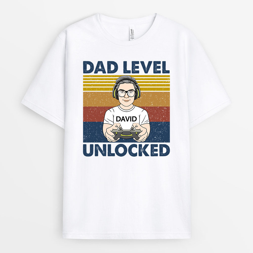 0348A968BUK1 Customised T shirts presents Man Grandpa Dad Level